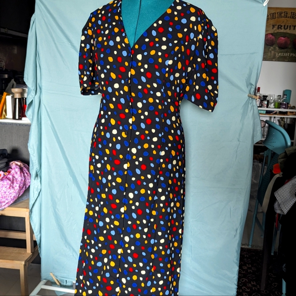 RIHOAS Polkadot Button Down Dress